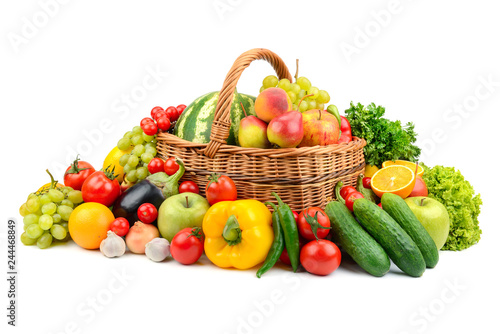 Fototapeta Naklejka Na Ścianę i Meble -  Fresh vegetables and fruits isolated on white
