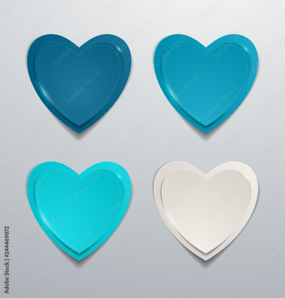 Coloured paper hearts set. Collection of hearts Coloured paper hearts set. Collection of hearts