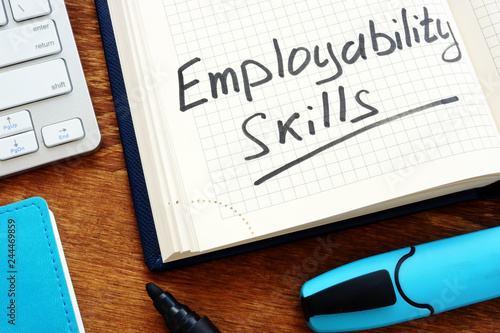 Employability skills handwritten in the notebook. photo