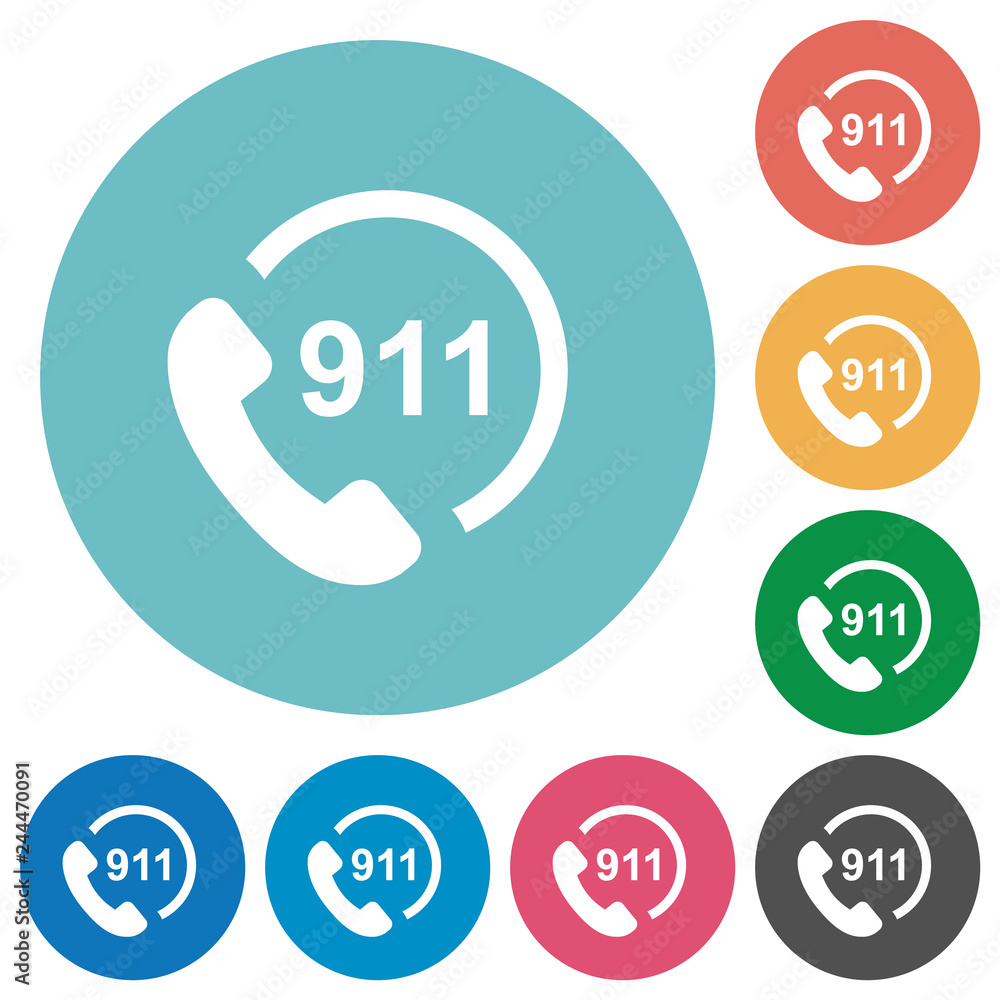 Emergency call 911 flat round icons Emergency call 911 flat round icons
