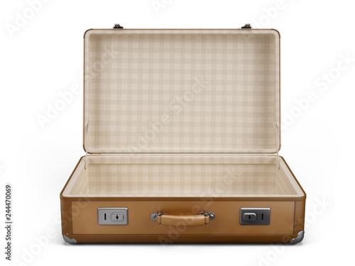 Vintage open suitcase isolated on white - 3d rendering