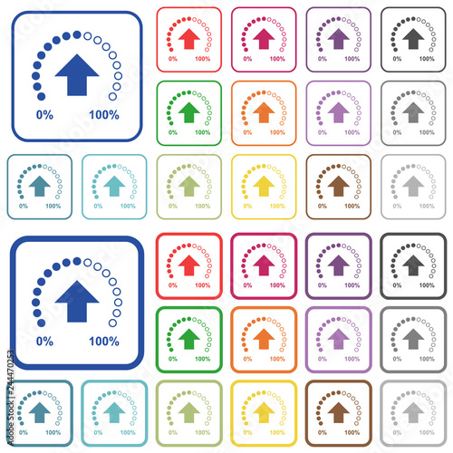 Download in progress outlined flat color icons
