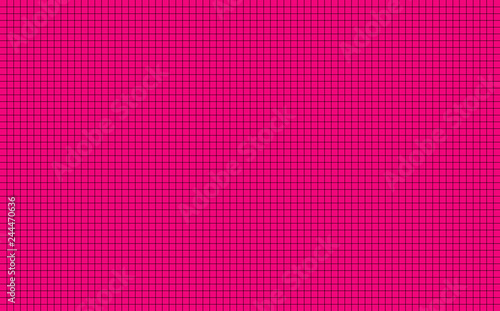 Pink cyclamen background with black horizontal and vertical lines forming small squares. Abstract pattern inspiration of symmetrical overlapping stripes in a single color against magenta background. photo