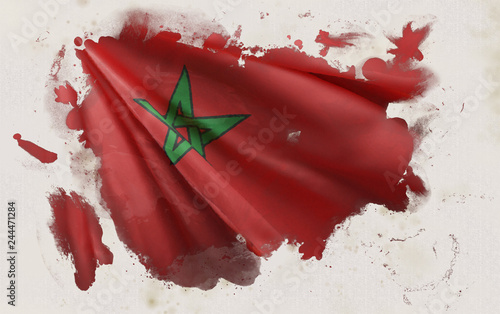 Bild auf Leinwand Moroccan Flag, Morocco National Colors Background  <<3D Rendering>>