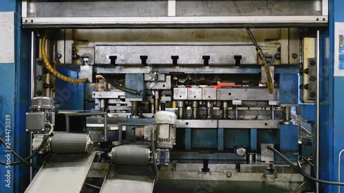 Hydraulic cutting press in the process. photo