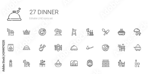 dinner icons set