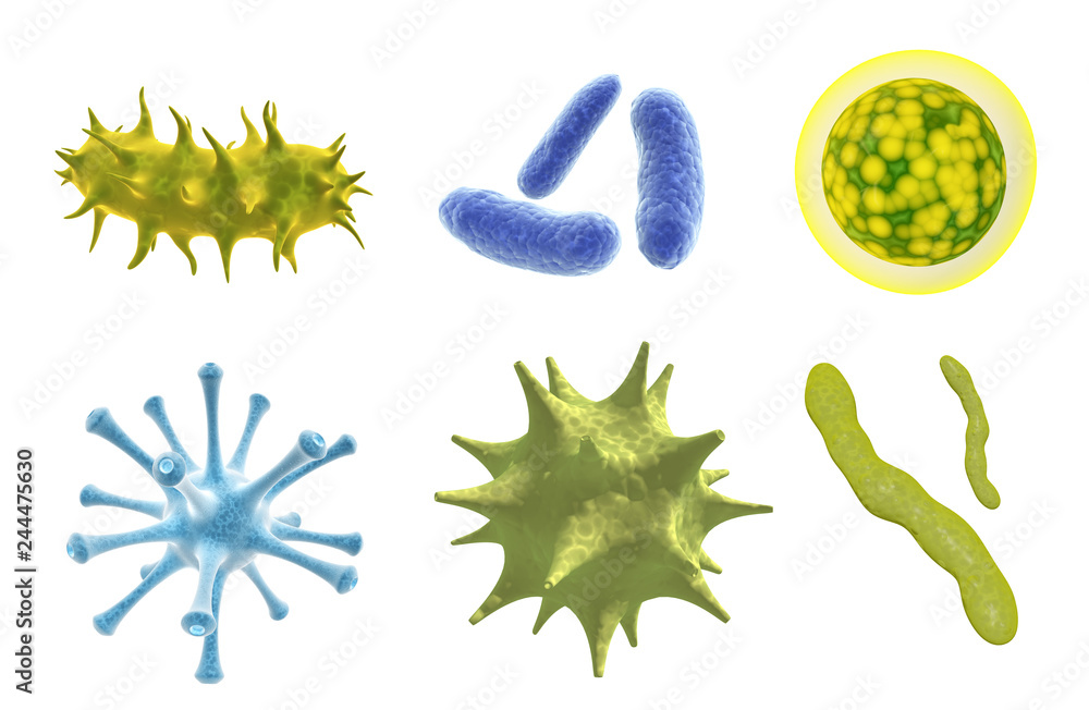 Naklejka premium Set of virus, germ and bacteria
