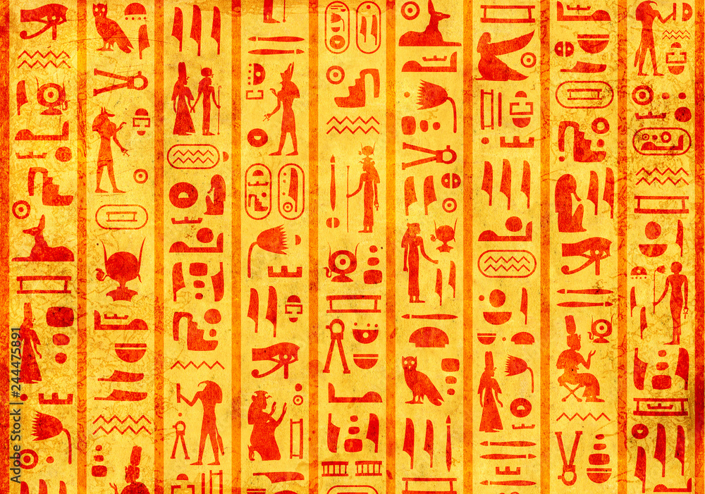 Grunge background with ancient egyptian hieroglyphs