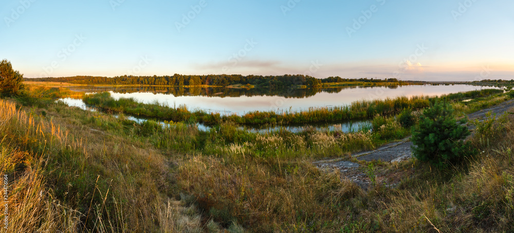 Evening summer lake landscape.