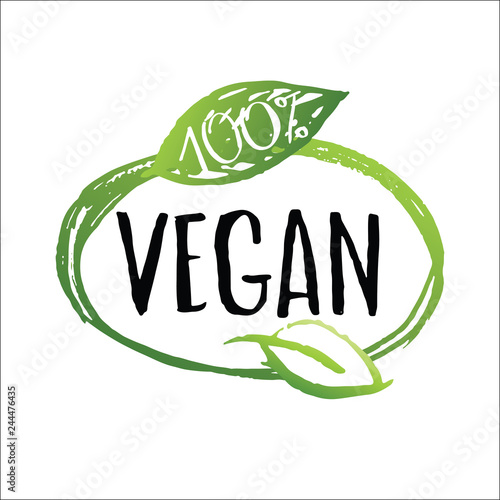 Hand drawn doodle label vegan - eco set