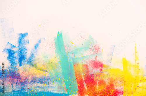 Abstract watercolor splatter color background, colorful paint drops ink splas...