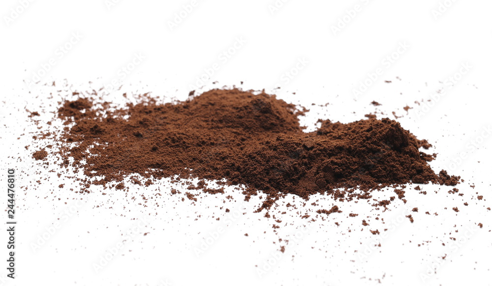 Milled coffee powder isolated on white background Milled coffee powder isolated on white background