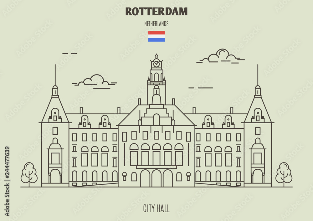 City Hall in Rotterdam, Netherlands. Landmark icon