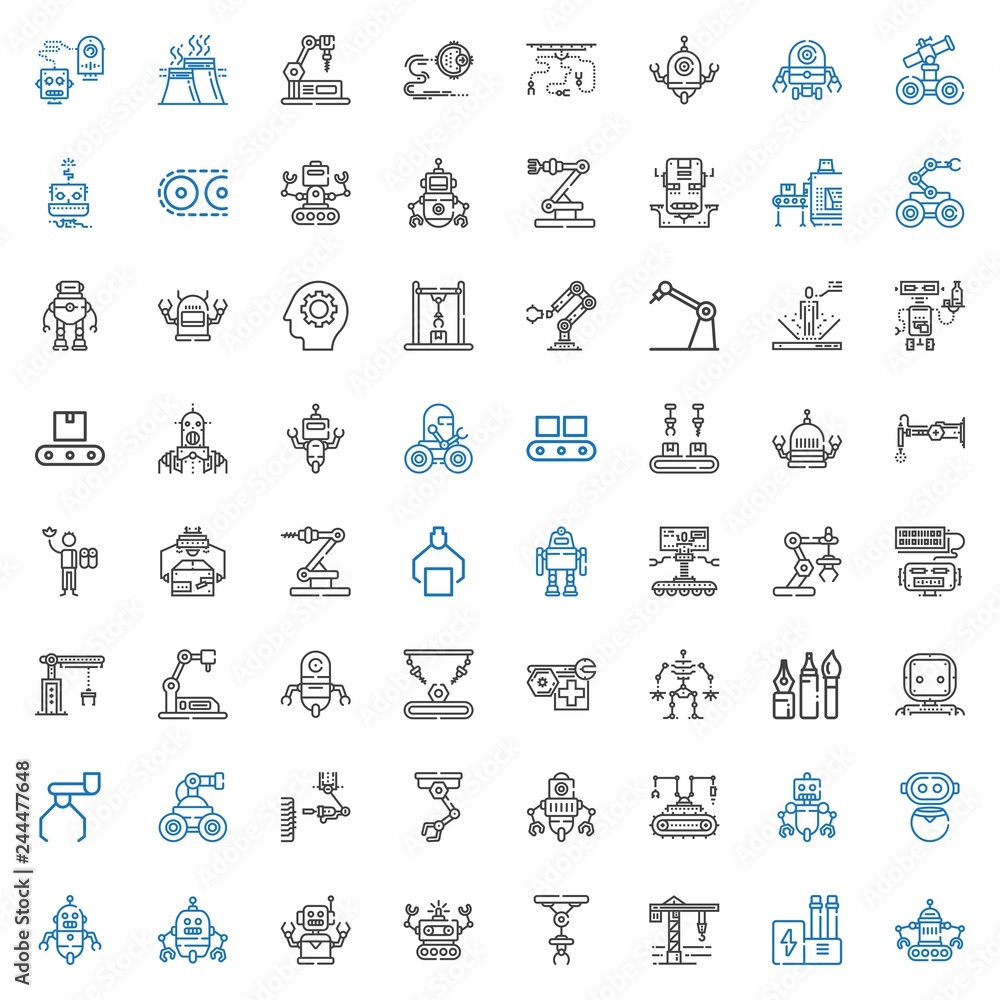 machinery icons set