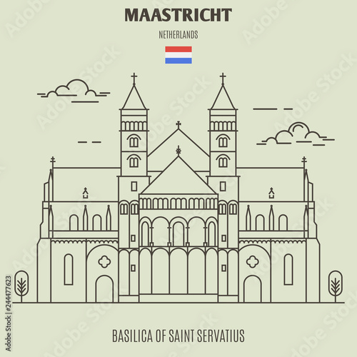 Basilica of Saint Servatius in Maastricht, Netherlands. Landmark icon