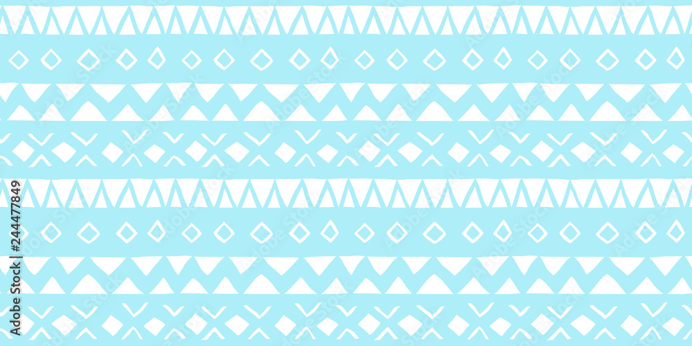 Vector seamless blue and white illustration. Ethnic hand drawn pattern for wallpaper,fabric, textile