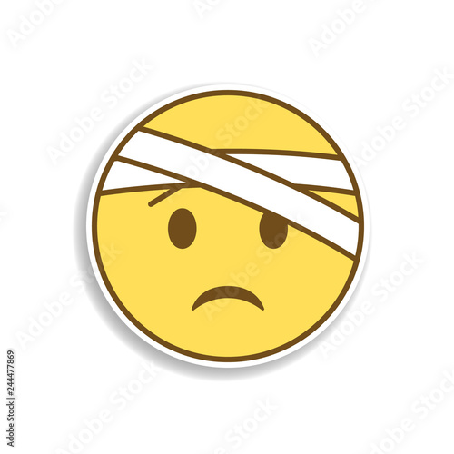 with bandaged head colored emoji sticker icon. Element of emoji for mobile concept and web apps illustration.