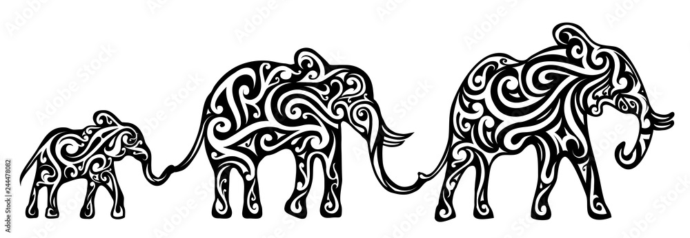 Temporary Elephant Tattoo,includes 2 Tattoos, Elephant, Temporary Tattoo,  Aztec Elephant, Animal, Handdrawn, Black and White,elephant - Etsy