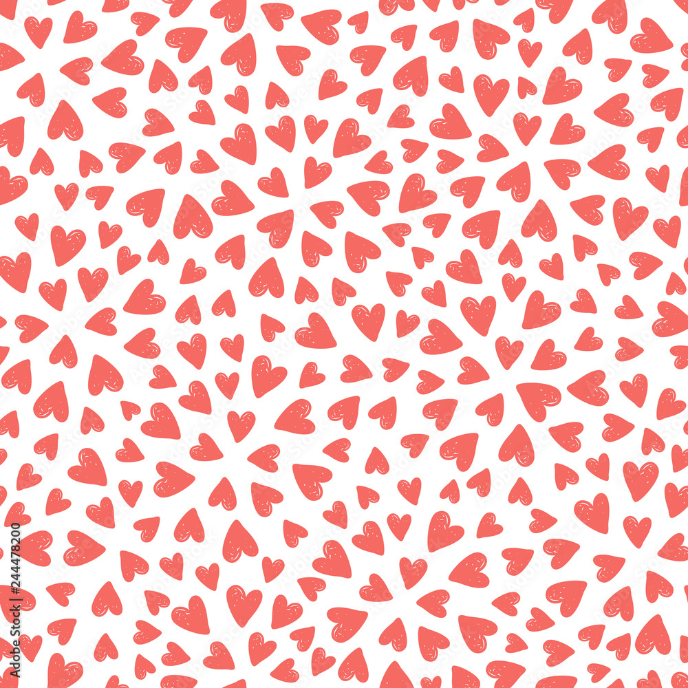 Coral pink hearts seamless pattern. Vector illustration Coral pink hearts seamless pattern. Vector illustration