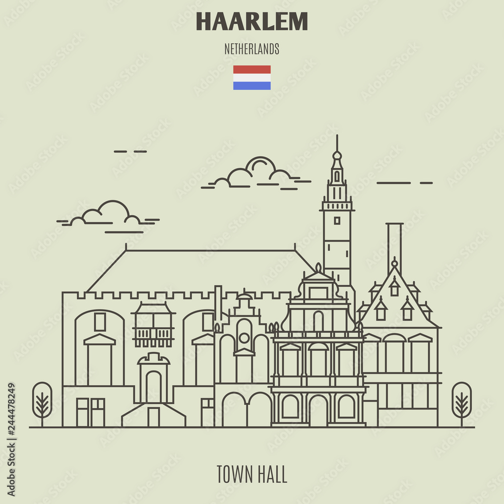 Town Hall in Haarlem, Netherlands. Landmark icon