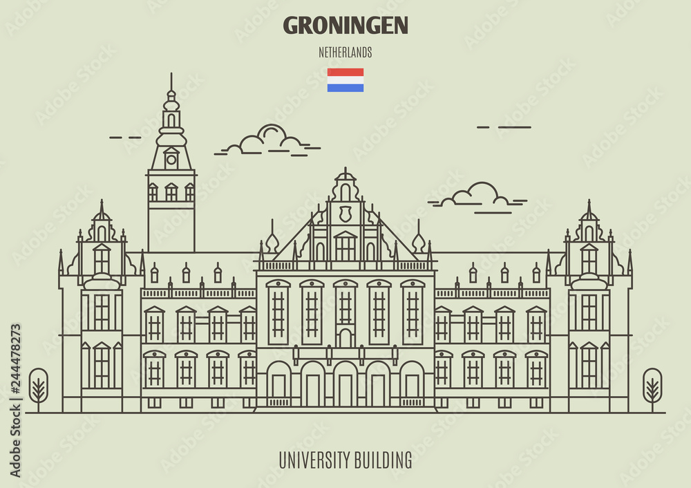 University Building in Groningen, Netherlands. Landmark icon