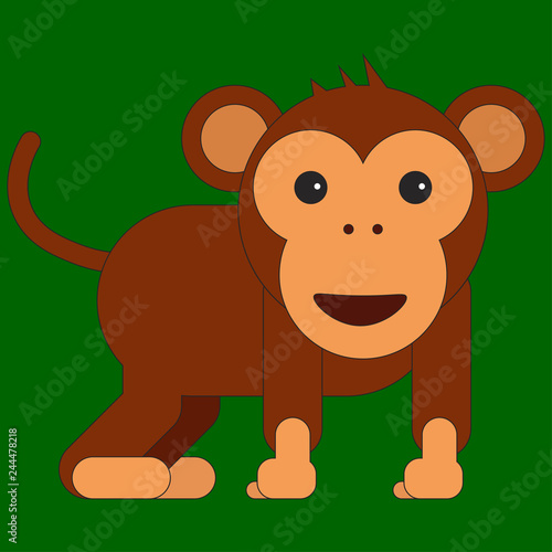 Monkey in cartoon flat style. photo