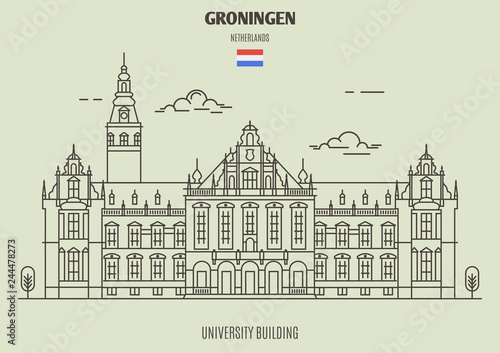 University Building in Groningen, Netherlands. Landmark icon