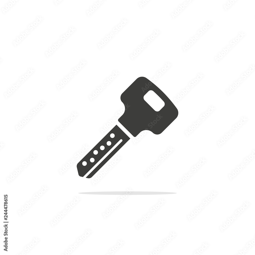 Monochrome vector illustration of a key, isolated on a white background. Monochrome vector illustration of a key, isolated on a white background.