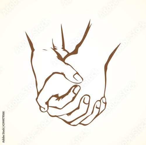 Praying hands. Vector drawing