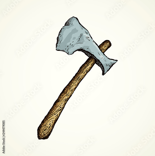 Axe. Vector in engraving style