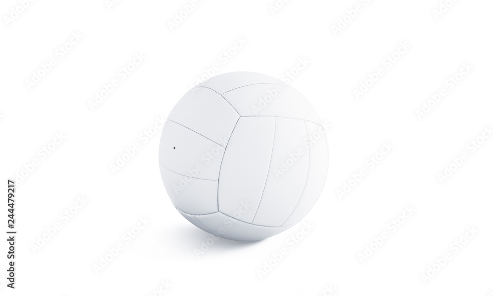 Blank white volleyball ball mock up, isolated, 3d rendering. Empty leather sports bal mockup, side view. Clear playing sphere for training or competition template.