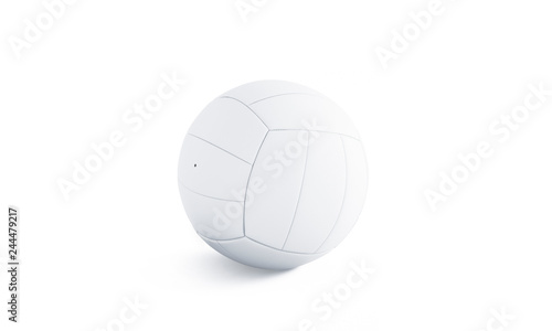 Blank white volleyball ball mock up, isolated, 3d rendering. Empty leather sports bal mockup, side view. Clear playing sphere for training or competition template. © Alexandr Bognat