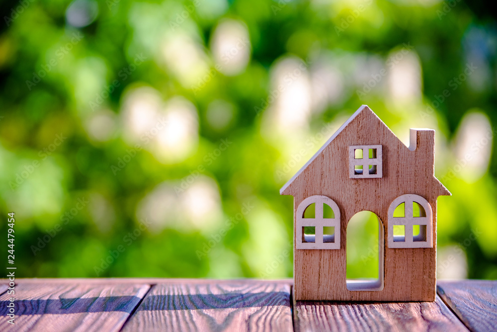 The symbol of the house on a natural green background The symbol of the house on a natural green background