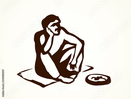 Beggar. Vector drawing
