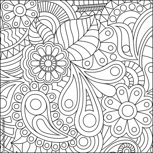 Vector illustration of a coloring page with fine details Isolated on white background.