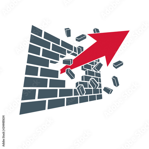 Vector arrow pointing upwards. Business success conceptual logo isolated on  white background. Company startup trend.