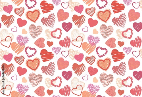 Seamless background of hand drawn stylized hearts