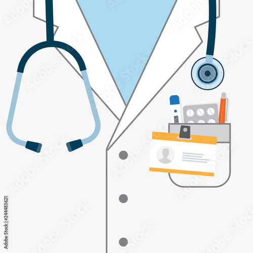 Doctor white coat with stethoscope.