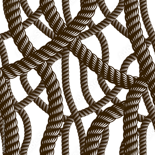 Rope seamless pattern, trendy vector wallpaper background. Tangled cord stylish illustration. Usable for fabric, wallpaper, wrapping, web and print.