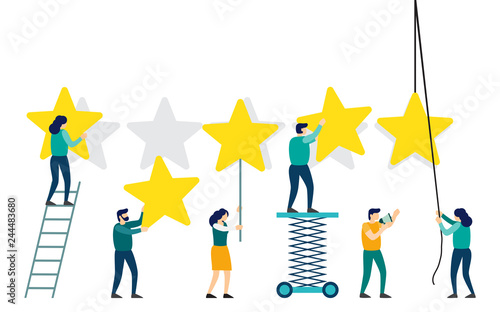 People are holding stars over the heads. Feedback