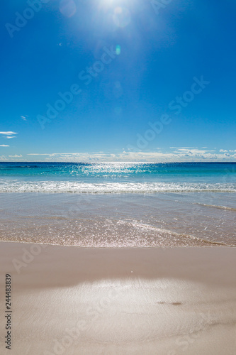 The sun shining over Horseshoe Bay beach, on the island of Bermuda