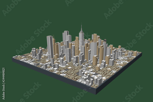 3D model of city. Vector illustration