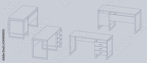 Empty office desk. Vector o...