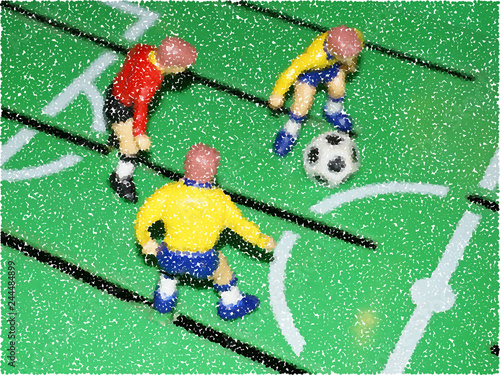 Football game table. Vector colorful illustration. Pointillism style