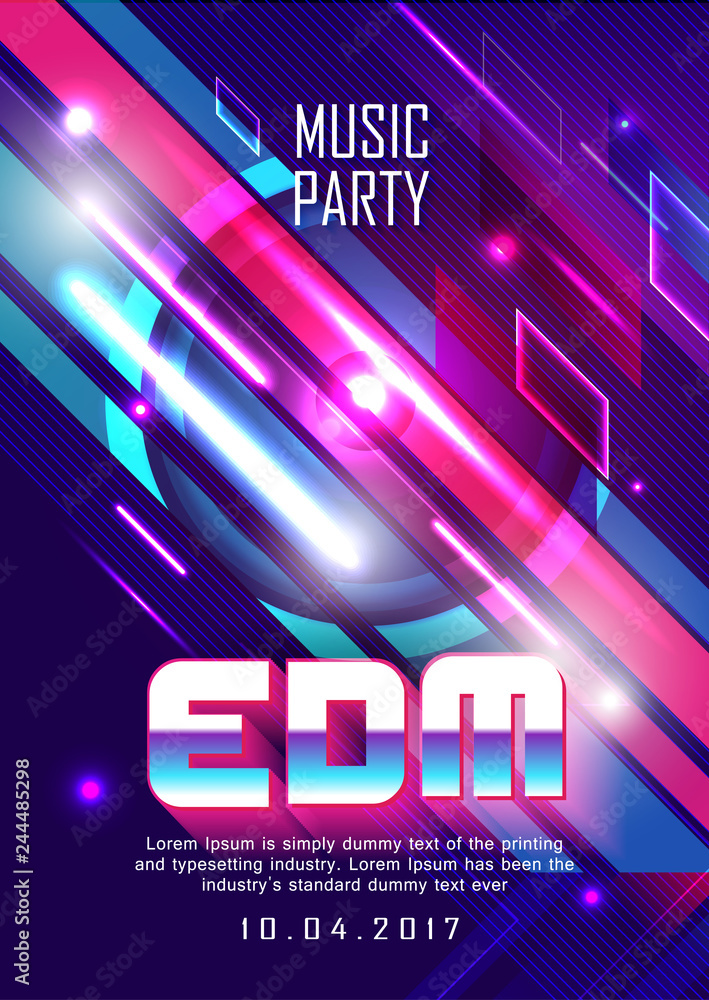 Poster electronic music dj party retro design vector background Stock  Vector | Adobe Stock