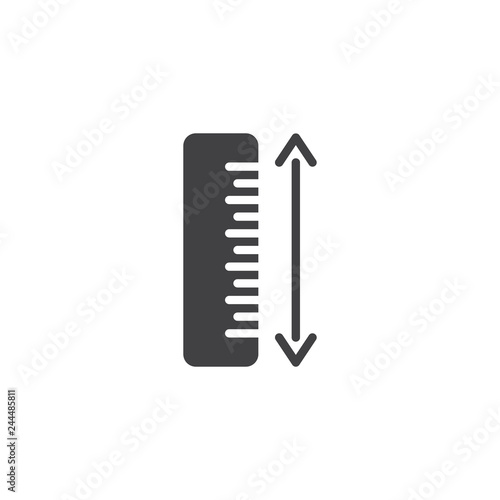 Measure ruler vector icon. filled flat sign for mobile concept and web design. Ruler and arrow simple solid icon. Symbol, logo illustration. Pixel perfect vector graphics