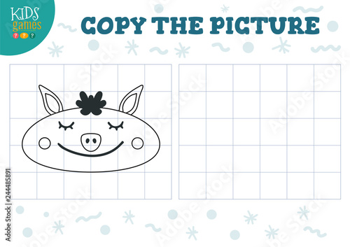 Copy picture vector illustration. Educational game for preschool kids