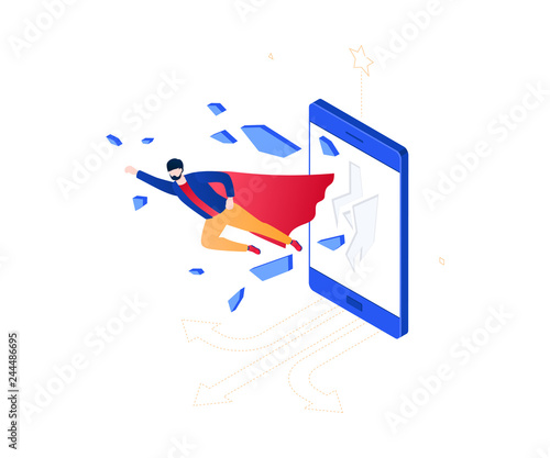 Business hero - modern colorful isometric vector illustration