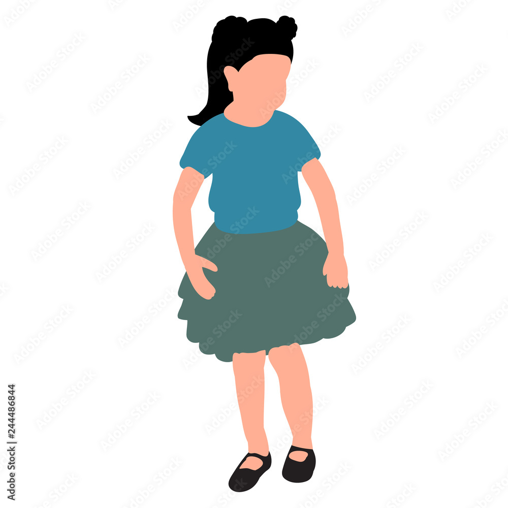 Fototapeta premium vector, on white background, faceless child, girl in dress
