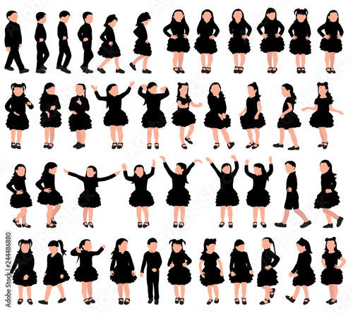 silhouette faceless child, set, collection